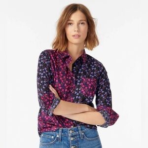 J.Crew Liberty Fabric Colorblock Floral Button Up  Preppy Academia Feminine